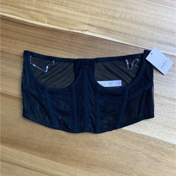 Auden Other - Auden Womens Black Lace Underbust Corset Top With Boning & Mesh Panels Medium